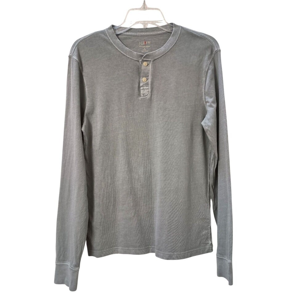 J.Crew Vintage Wash Cotton Henley Mens Small Slim Fit Light Gray New CB515